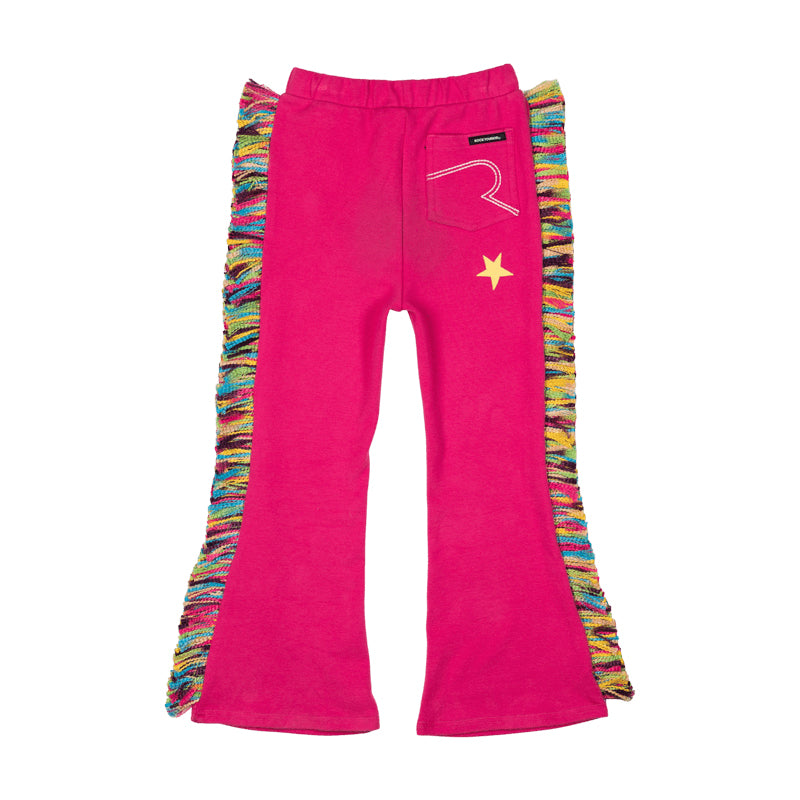 Rock Your Baby Pink Parade High Waisted Flares With Fringing