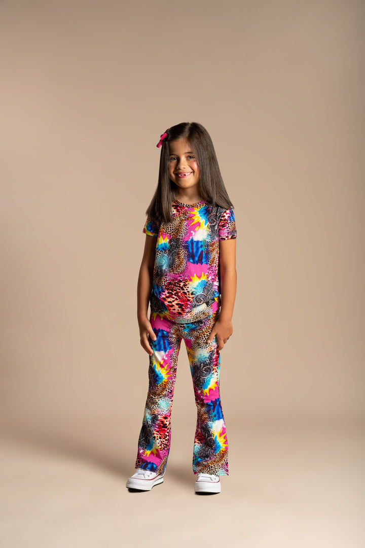 Rock Your Baby Abstract Leopard High Waisted Flares