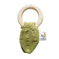 Natural Rubber Teether with Muslin Tie - Green