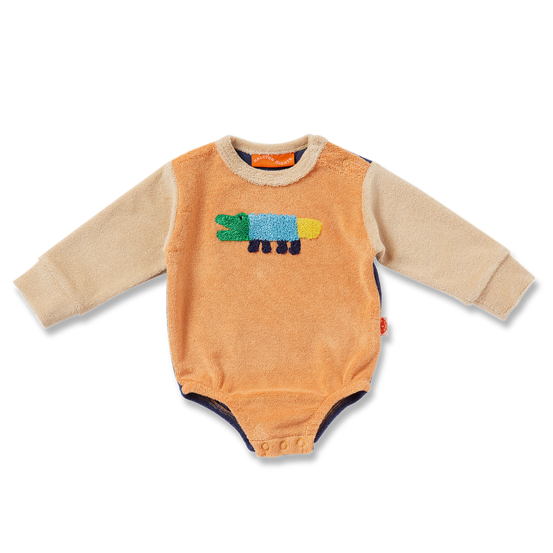 Halcyon Nights Terry Long Sleeve Bodysuit - Crocodile