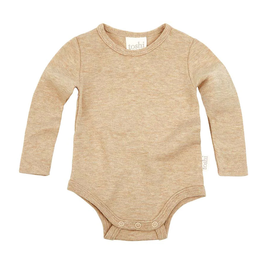 Toshi Organic Long Sleeve Bodysuit - Dreamtime / Camel