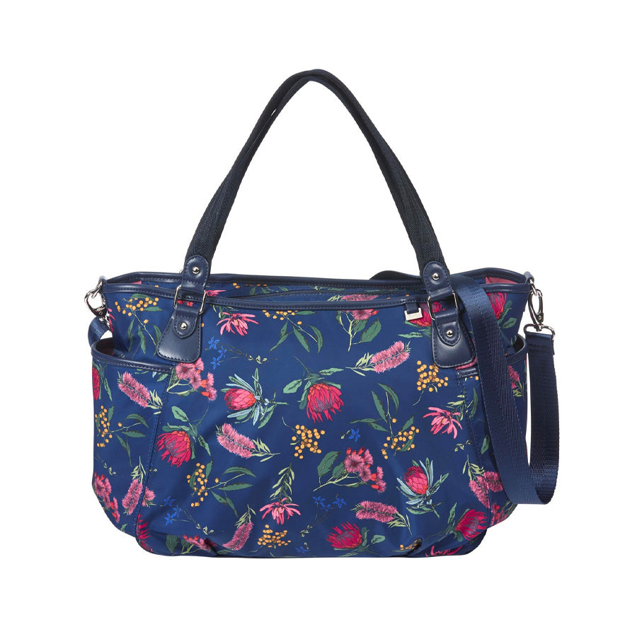 Nappy Bag Tote - Navy Botanical