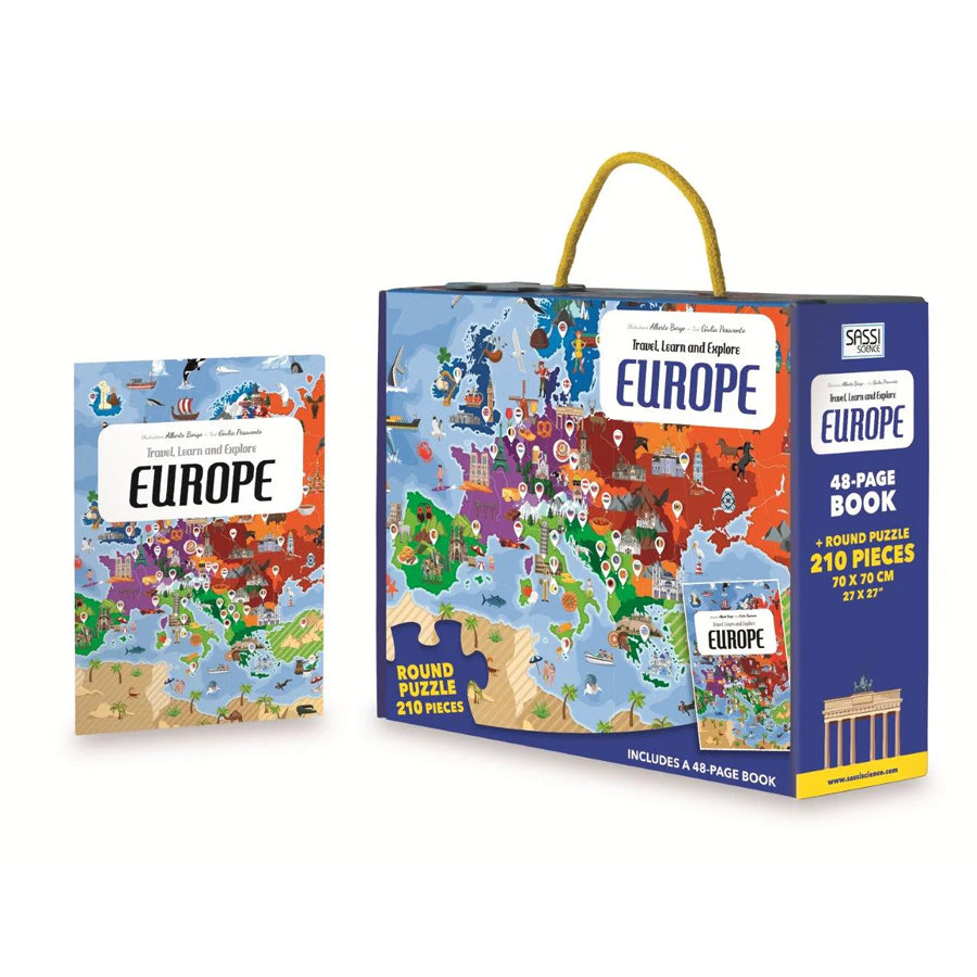Travel Learn and Explore - Europe 200+ Piece Puzzle & Book