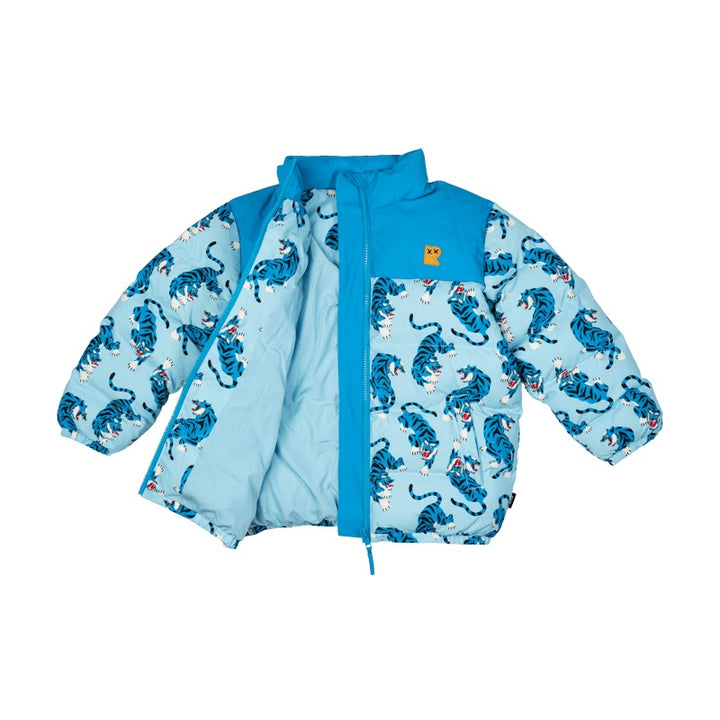 Rock Your Baby Blue Tiger Puff Padded Jacket With Lining
