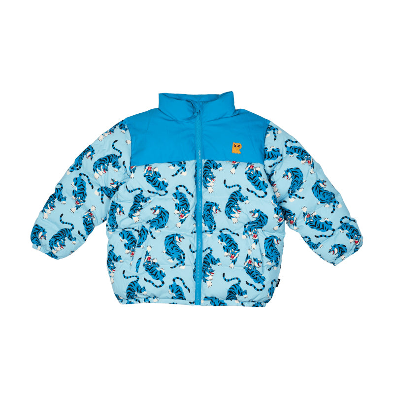 Rock Your Baby Blue Tiger Puff Padded Jacket With Lining