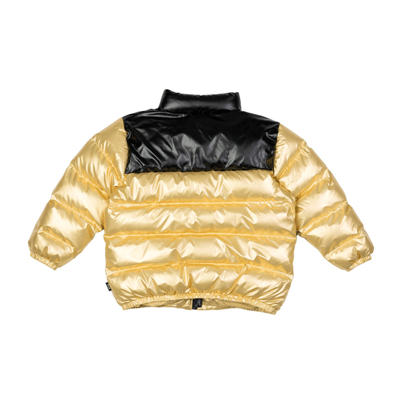 Rock Your Baby Gold Metallic Puff Padded Jacket With Lining