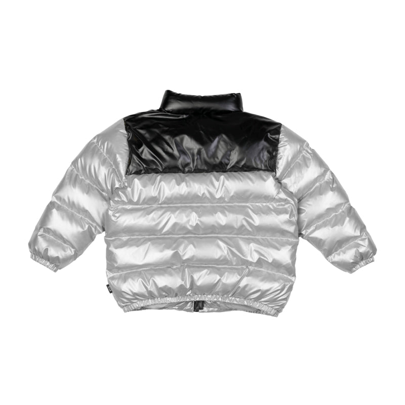Rock Your Baby Silver Metallic Puff Padded Jacket With Lining