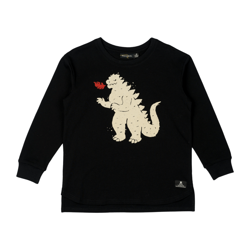 Rock Your Baby Godzilla Fire Long Sleeve T-Shirt