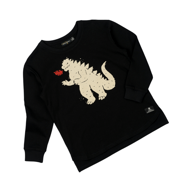 Rock Your Baby Godzilla Fire Long Sleeve T-Shirt
