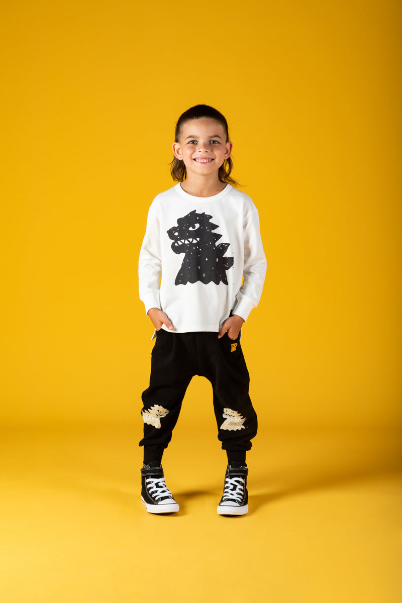 Rock Your Baby Godzilla Cream Long Sleeve T-Shirt