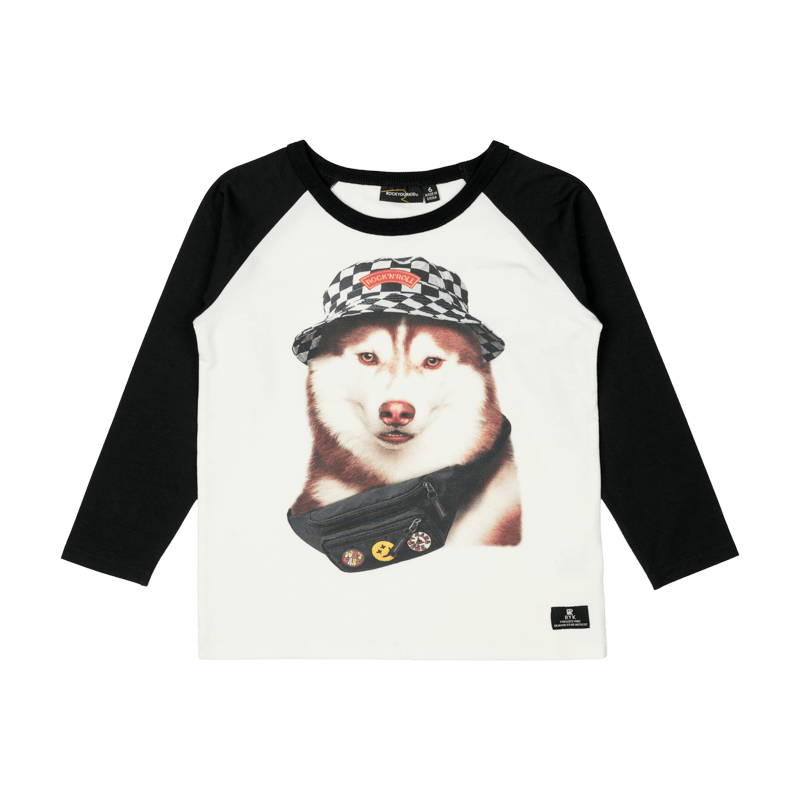 Rock Your Baby Rock N Roll Dog Long Sleeve Boxy Fit T-Shirt