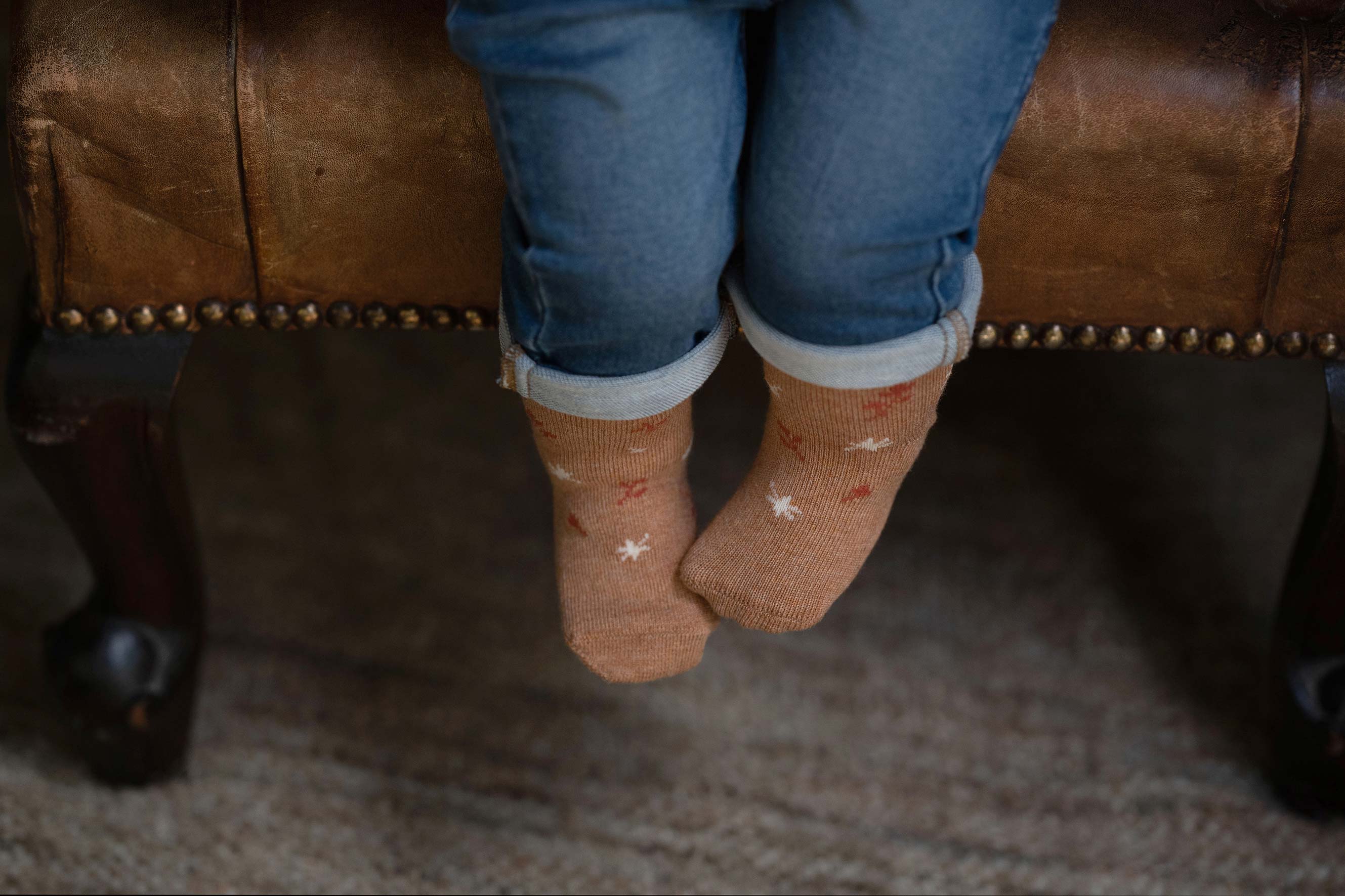 Organic Ankle Jacquard Socks - Maple Leaves