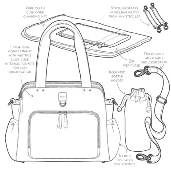 Tote Triple Compartment Nappy Bag - Tan