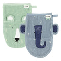 Organic Washcloths 2-Pack | Mr. Polar Bear - Mrs. Elephant