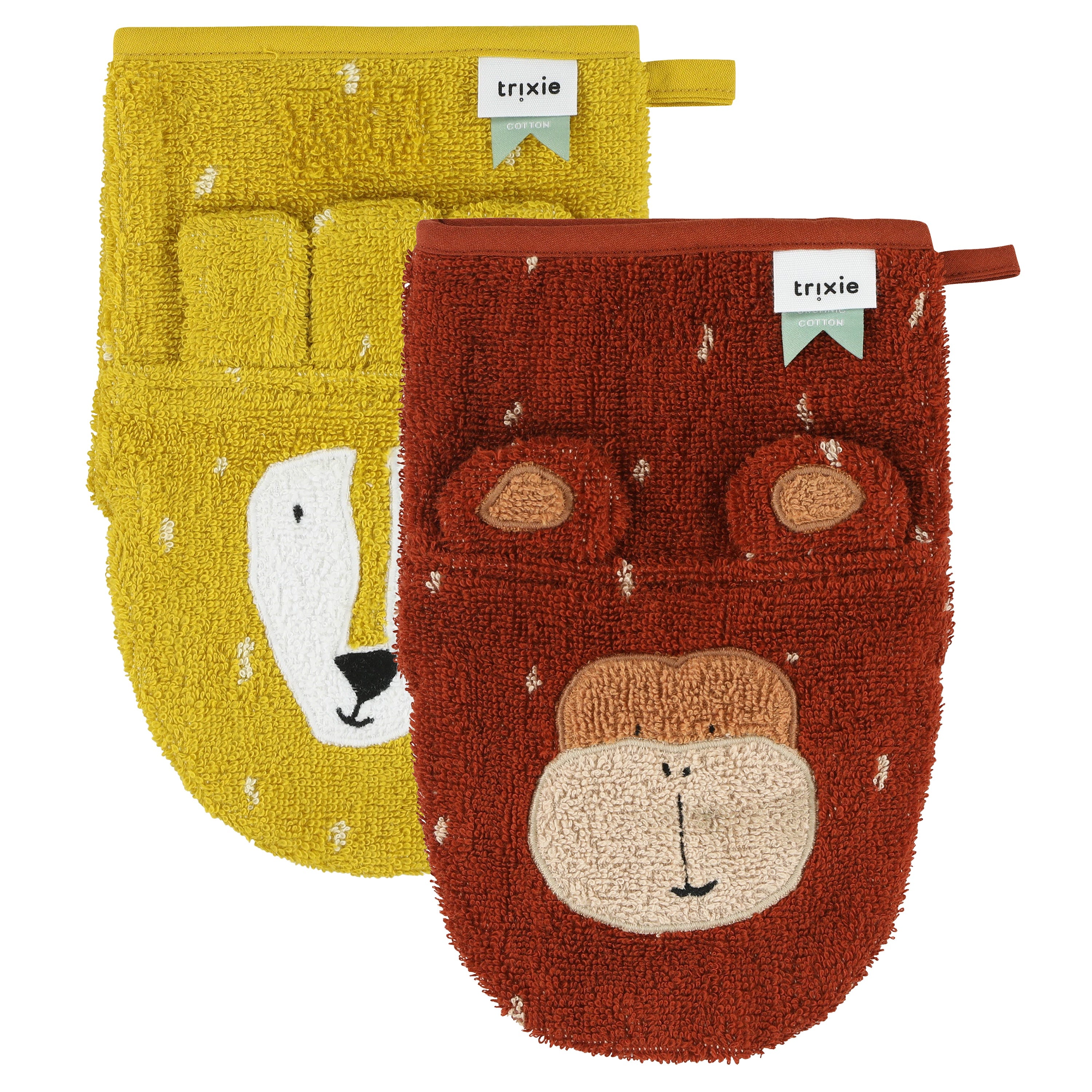 Organic Washcloths 2-Pack | Mr. Lion - Mr. Monkey