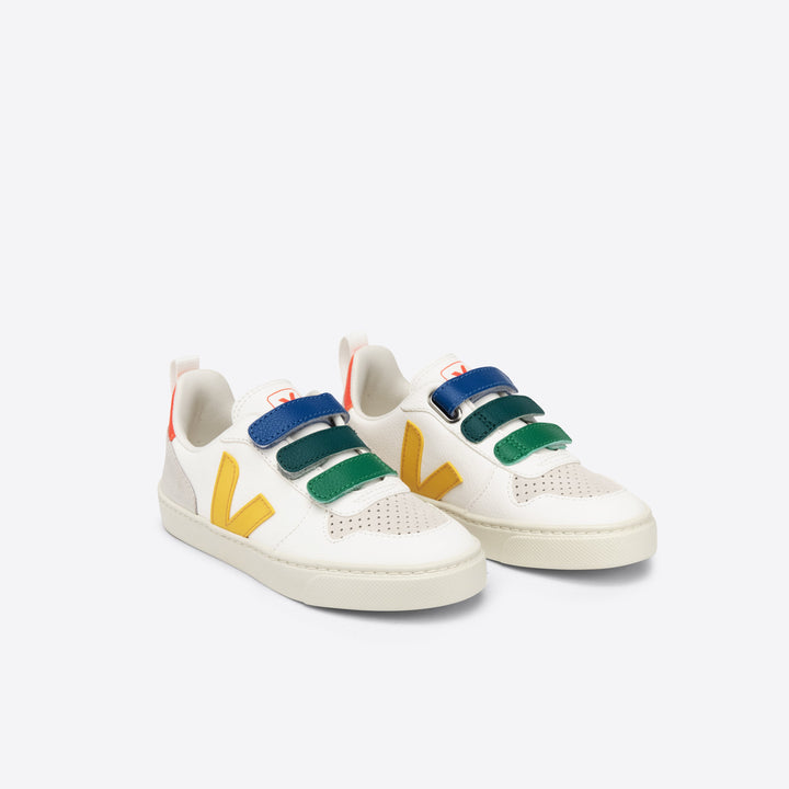 Veja V-10 Velcro Leather - Multico/Extra White/Ouro