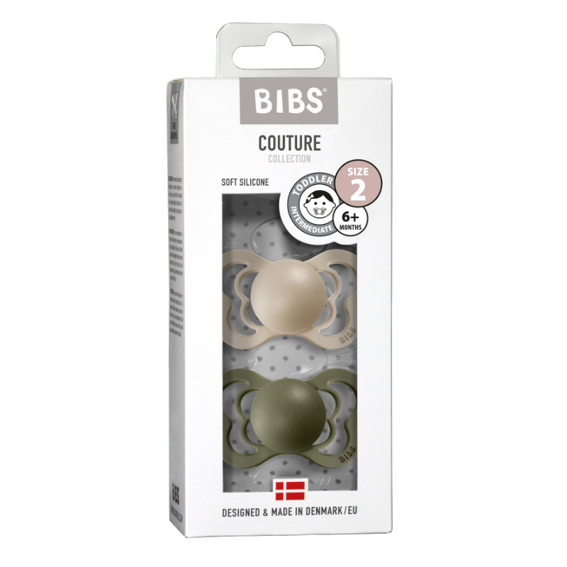 Couture Silicone Pacifier 2 Pack  - Vanilla/Olive