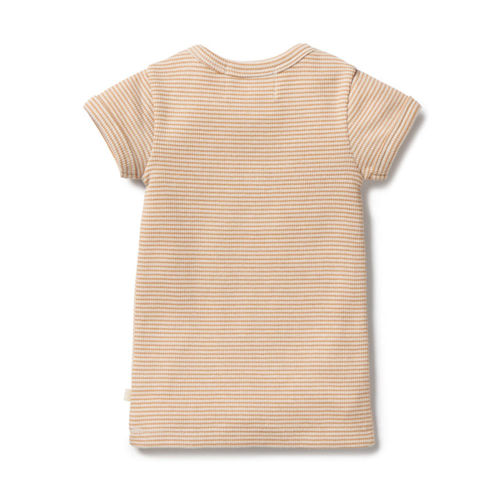 Wilson & Frenchy Organic Stripe Rib Henley Tee - Toffee