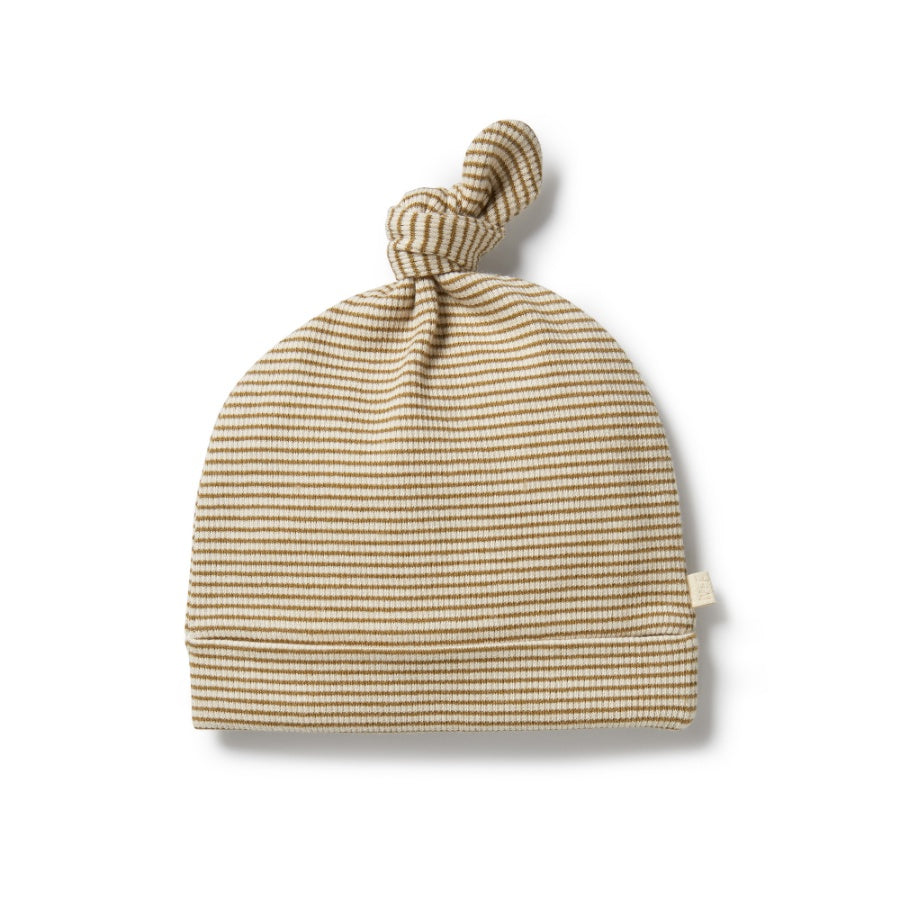 Organic Stripe Rib Knot Hat - Leaf