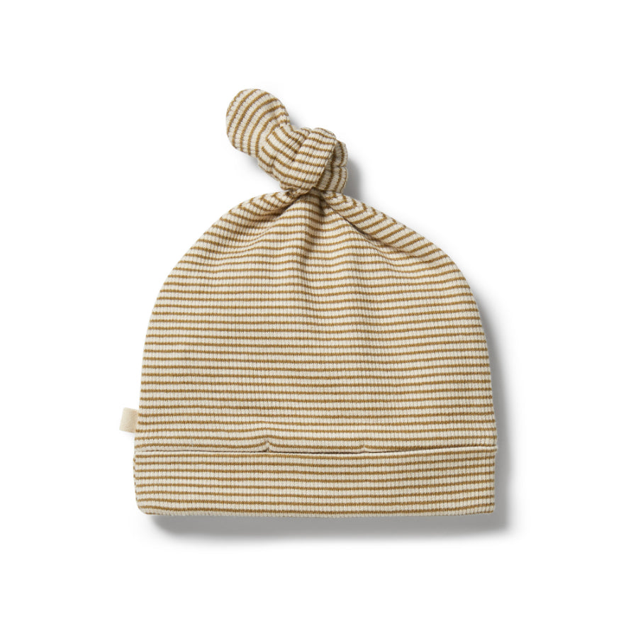 Organic Stripe Rib Knot Hat - Leaf