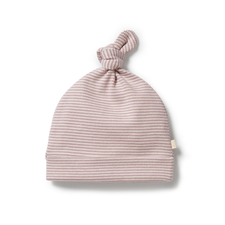 Wilson & Frenchy Organic Stripe Rib Knot Hat - Plum