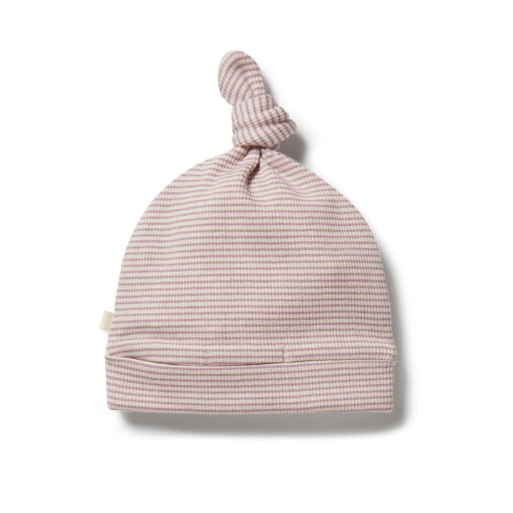 Wilson & Frenchy Organic Stripe Rib Knot Hat - Plum