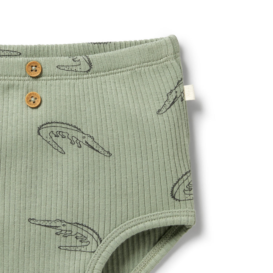 Organic Rib Nappy Pant - Little Croc