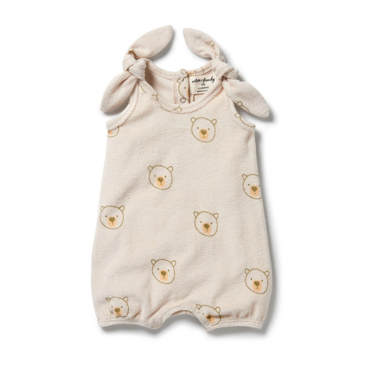 Wilson & Frenchy Organic Terry Tie Playsuit - Beary Cute