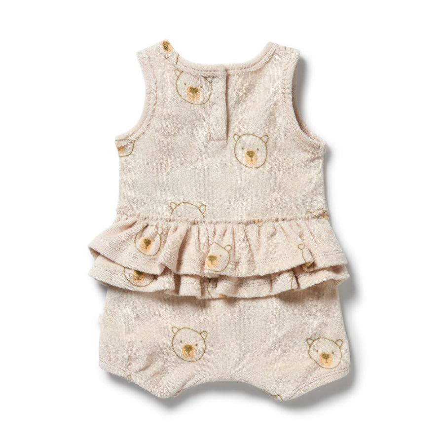 Organic Terry Ruffle Bodysuit - Beary Cute