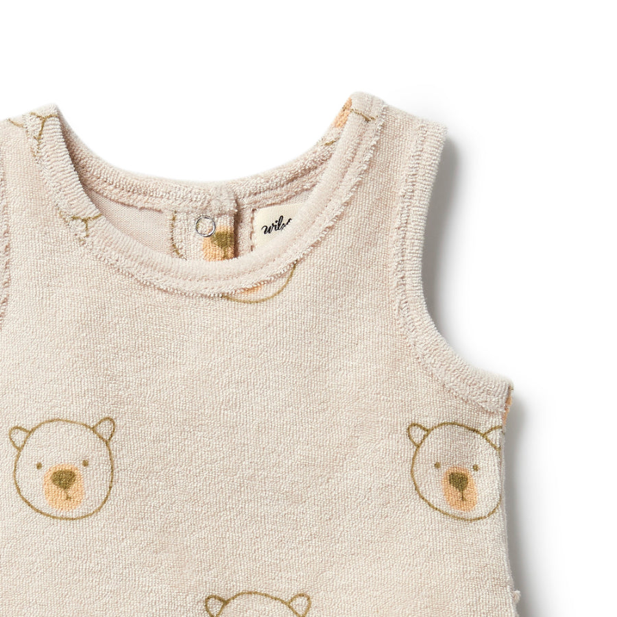 Organic Terry Ruffle Bodysuit - Beary Cute