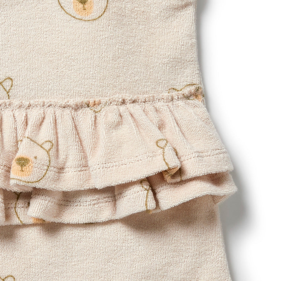Organic Terry Ruffle Bodysuit - Beary Cute