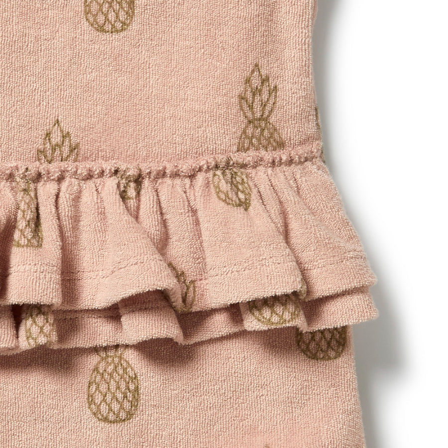 Organic Terry Ruffle Bodysuit - Pineapple