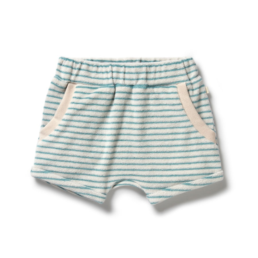 Wilson & Frenchy Organic Terry Slouch Short - Mineral Blue Stripe