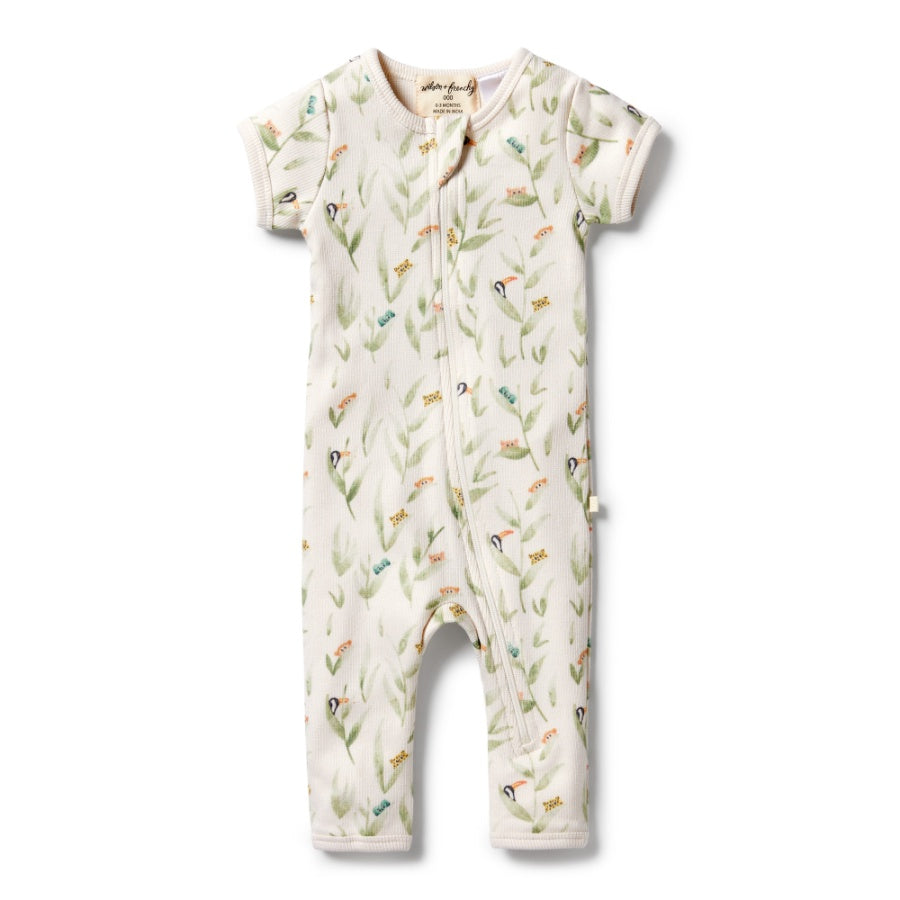 Organic Rib Zipsuit - Peek-a-Boo