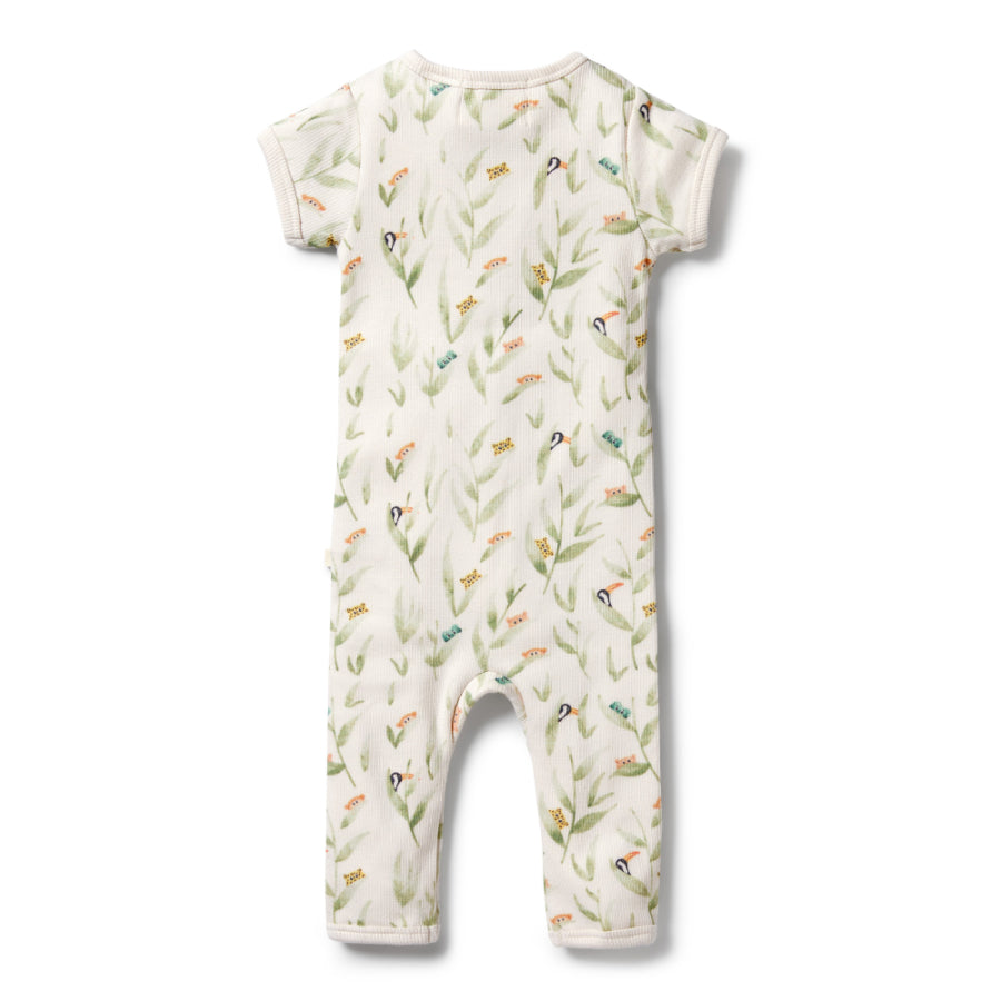 Organic Rib Zipsuit - Peek-a-Boo