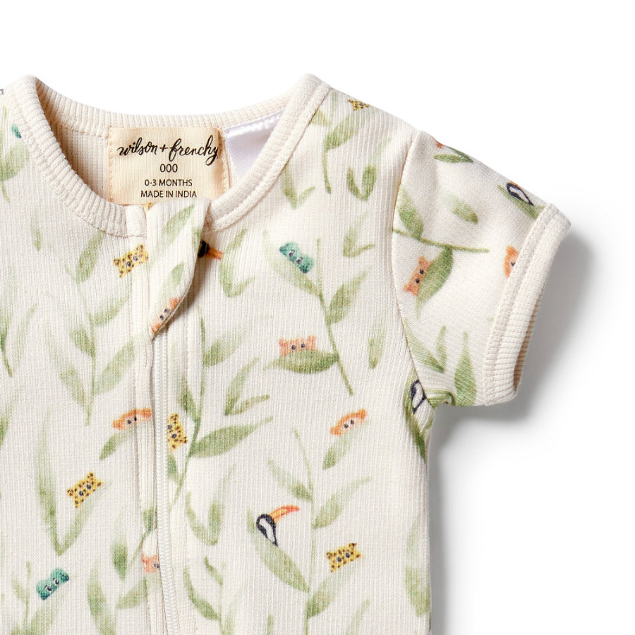 Organic Rib Zipsuit - Peek-a-Boo