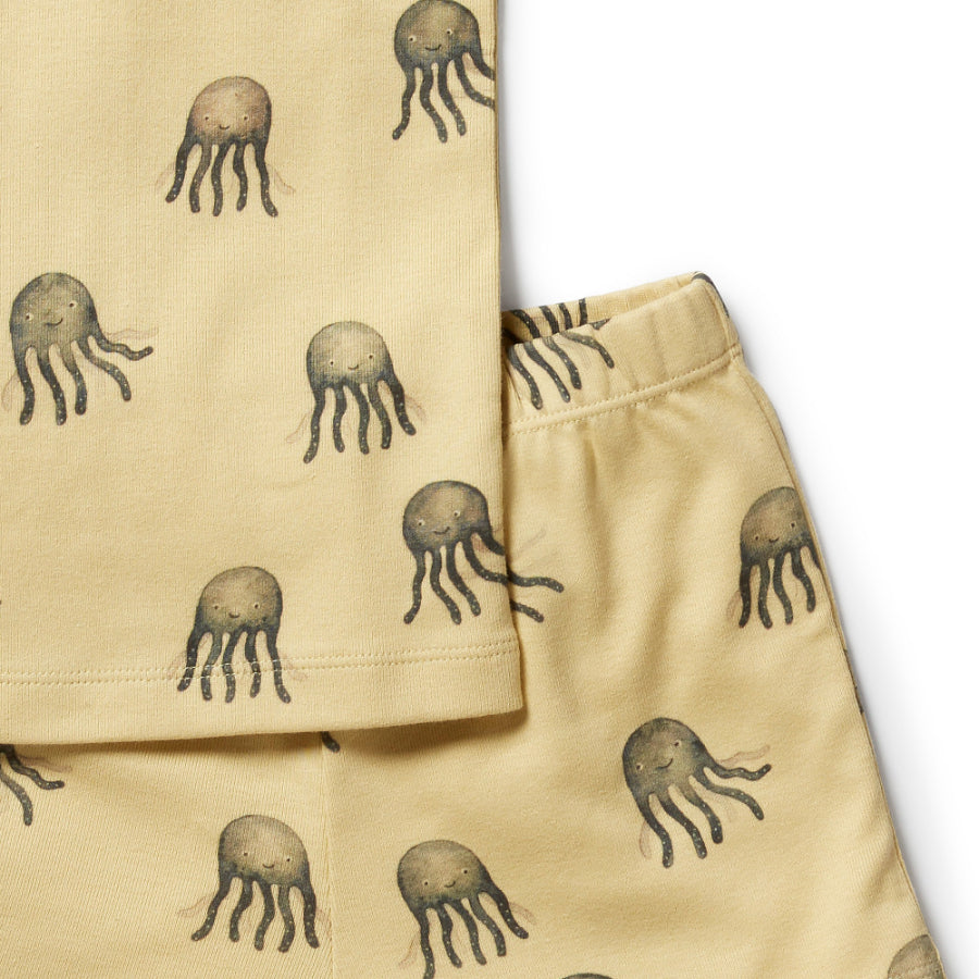 Wilson & Frenchy Organic Rib Short Sleeve Pyjamas - Ollie Octopus