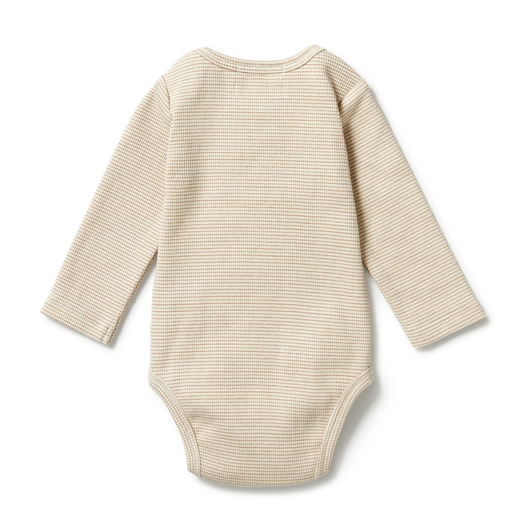 Wilson and Frenchy Organic Stripe Rib Envelope Bodysuit - Nougat