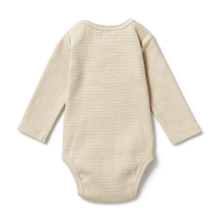 Wilson and Frenchy Organic Stripe Rib Envelope Bodysuit - Nougat