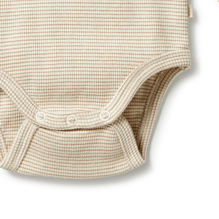 Wilson and Frenchy Organic Stripe Rib Envelope Bodysuit - Nougat