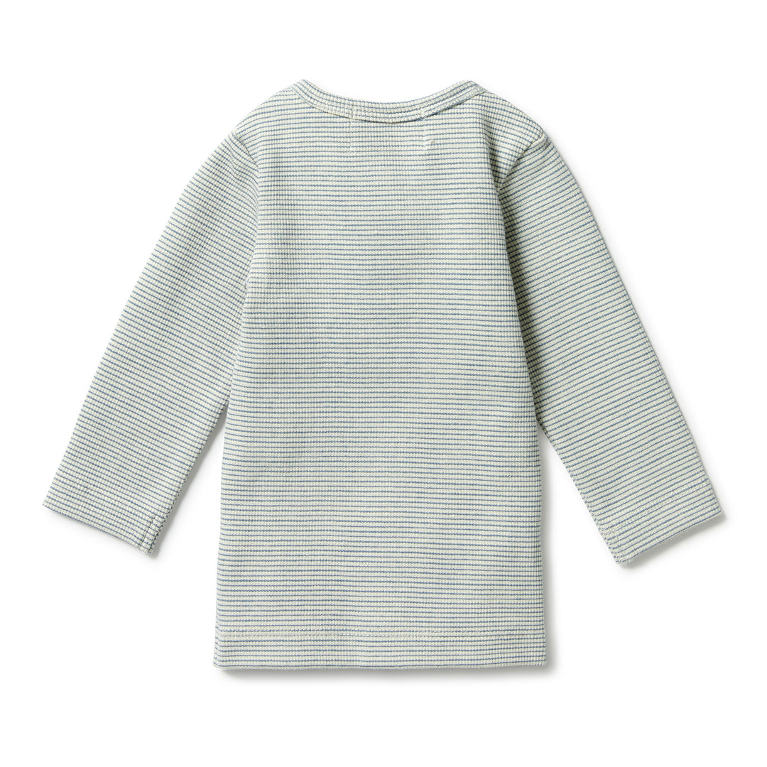 Wilson and Frenchy Organic Stripe Rib Henley Top - Bluestone
