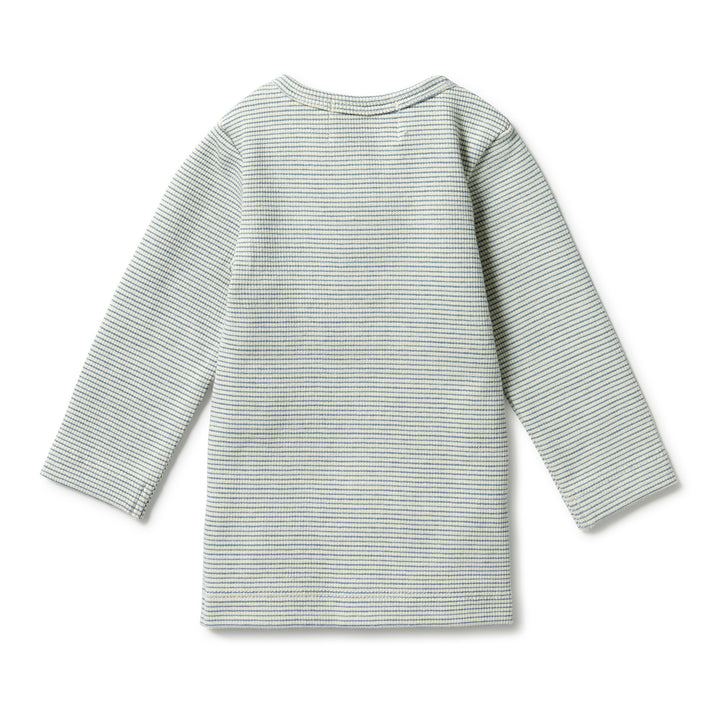 Wilson and Frenchy Organic Stripe Rib Henley Top - Bluestone