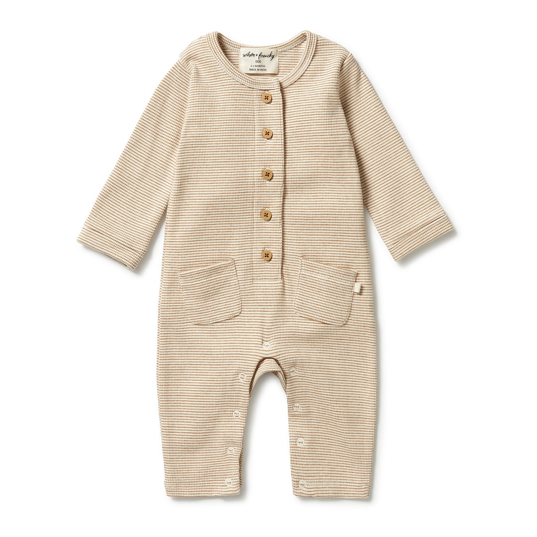 Wilson and Frenchy Organic Stripe Rib Slouch Growsuit - Spice