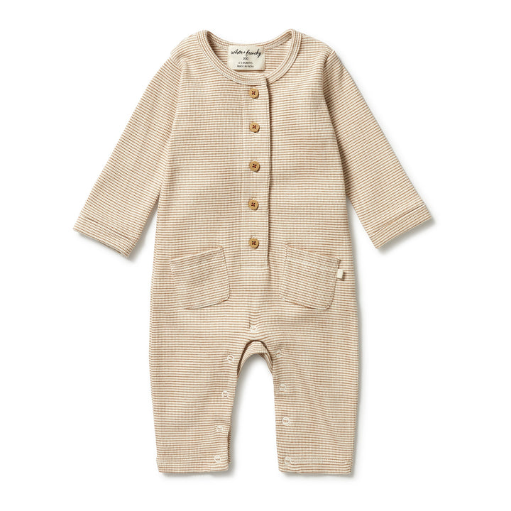 Wilson and Frenchy Organic Stripe Rib Slouch Growsuit - Spice
