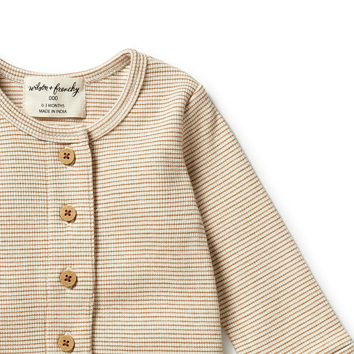 Wilson and Frenchy Organic Stripe Rib Slouch Growsuit - Spice
