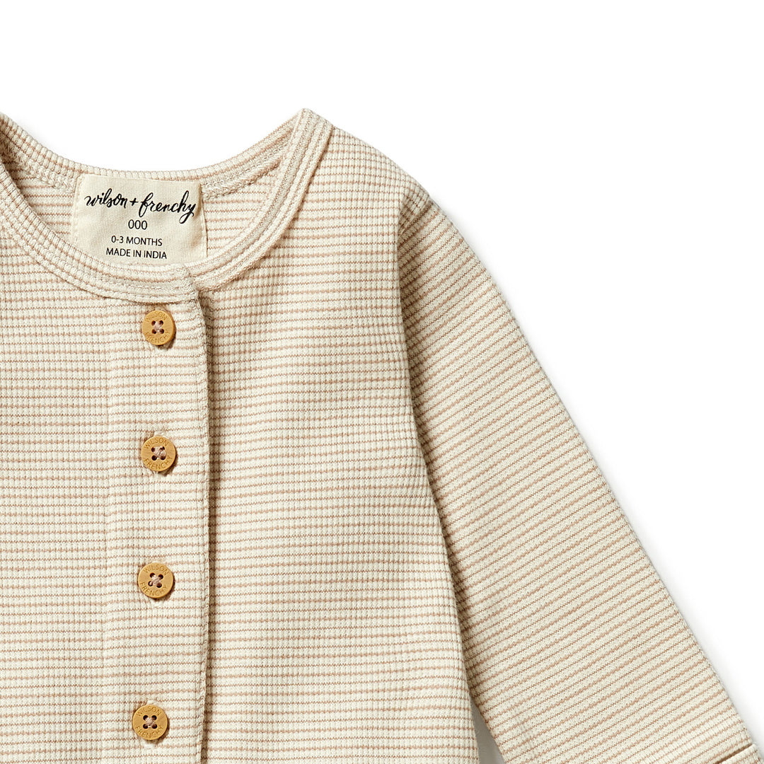 Wilson and Frenchy Organic Stripe Rib Slouch Growsuit - Nougat