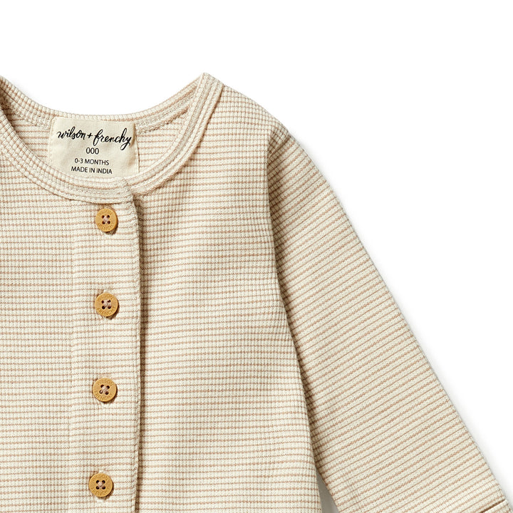 Wilson and Frenchy Organic Stripe Rib Slouch Growsuit - Nougat