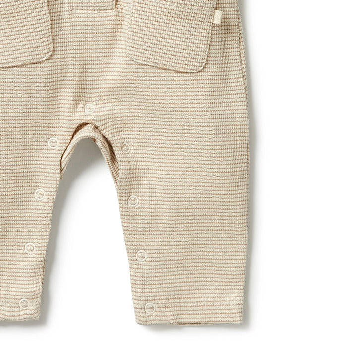 Wilson and Frenchy Organic Stripe Rib Slouch Growsuit - Nougat
