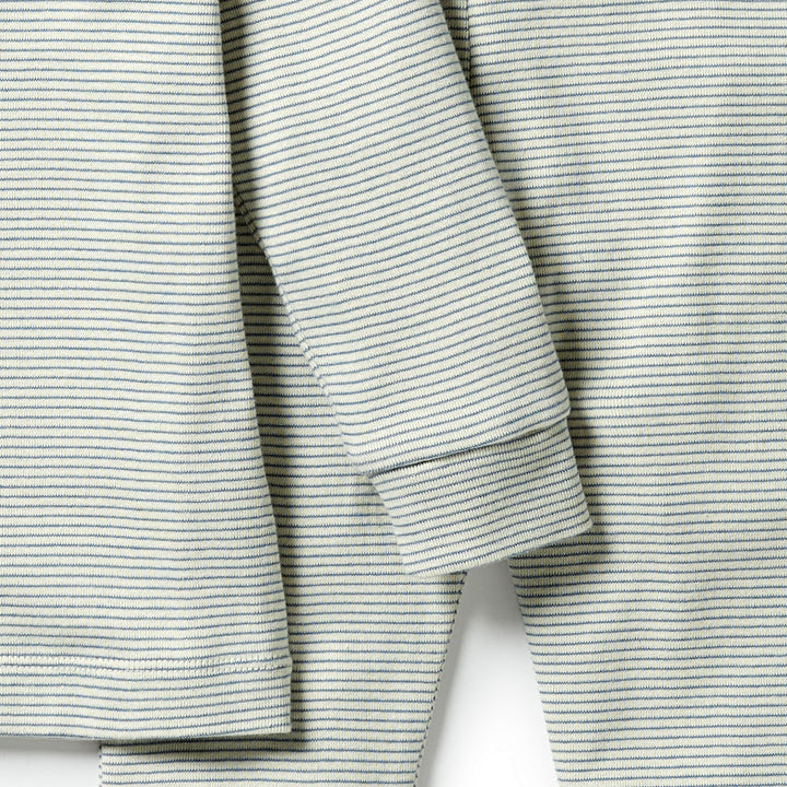 Wilson and Frenchy Organic Stripe Rib Henley Pyjamas - Bluestone