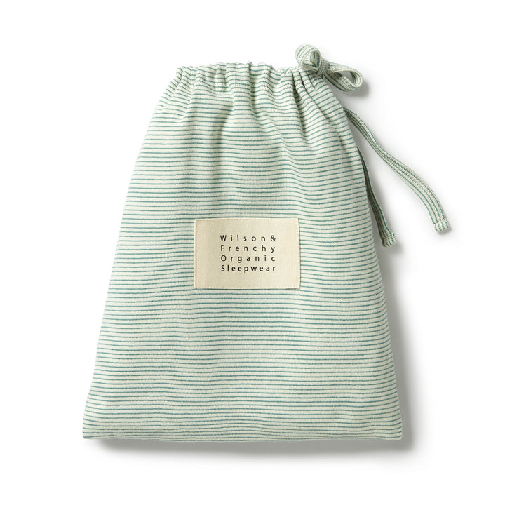 Wilson and Frenchy Organic Stripe Rib Henley Pyjamas - Deep Sea